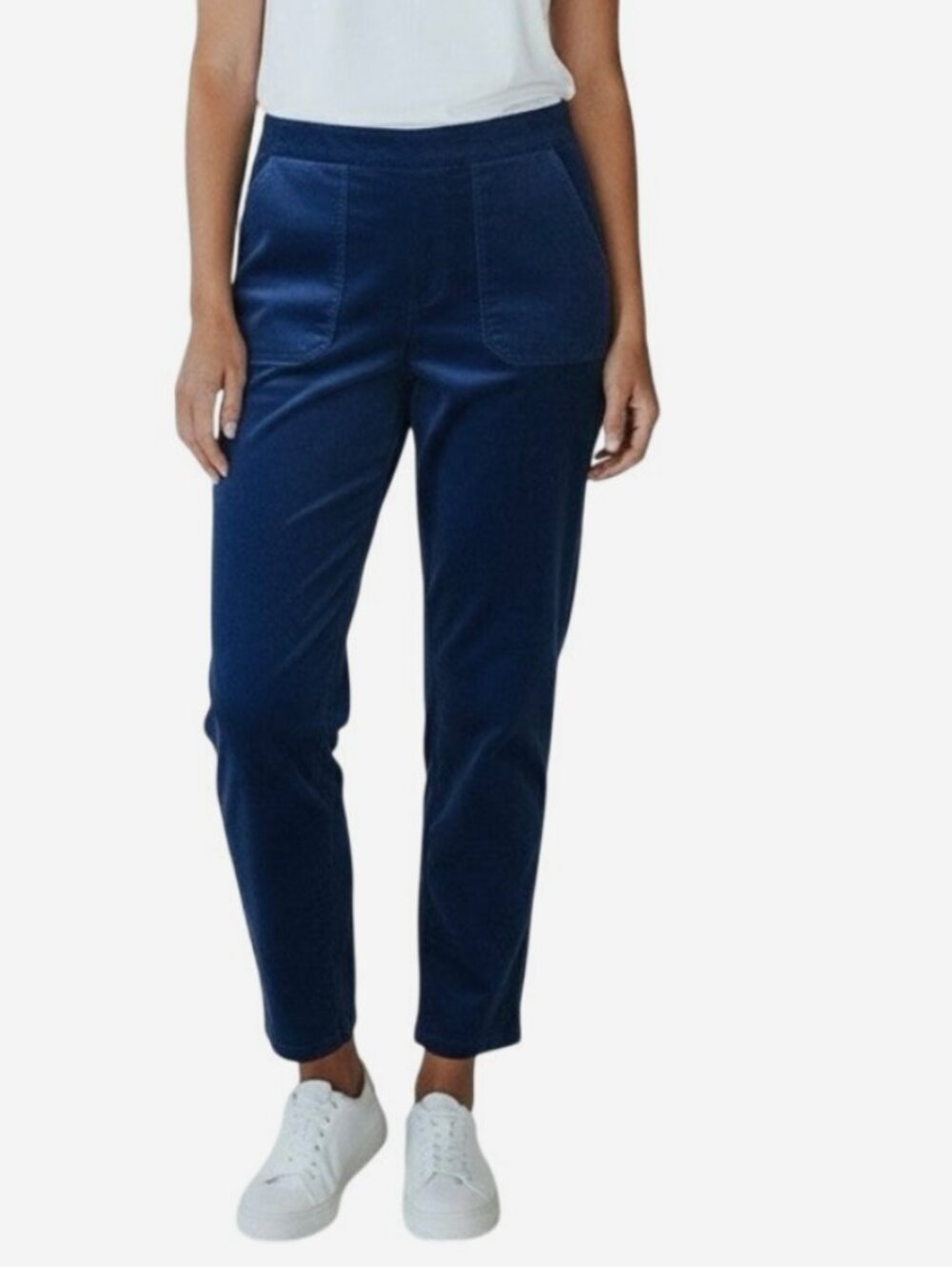 Denim & Co Navy Corduroy Pull On Straight Leg Pants Tall LT